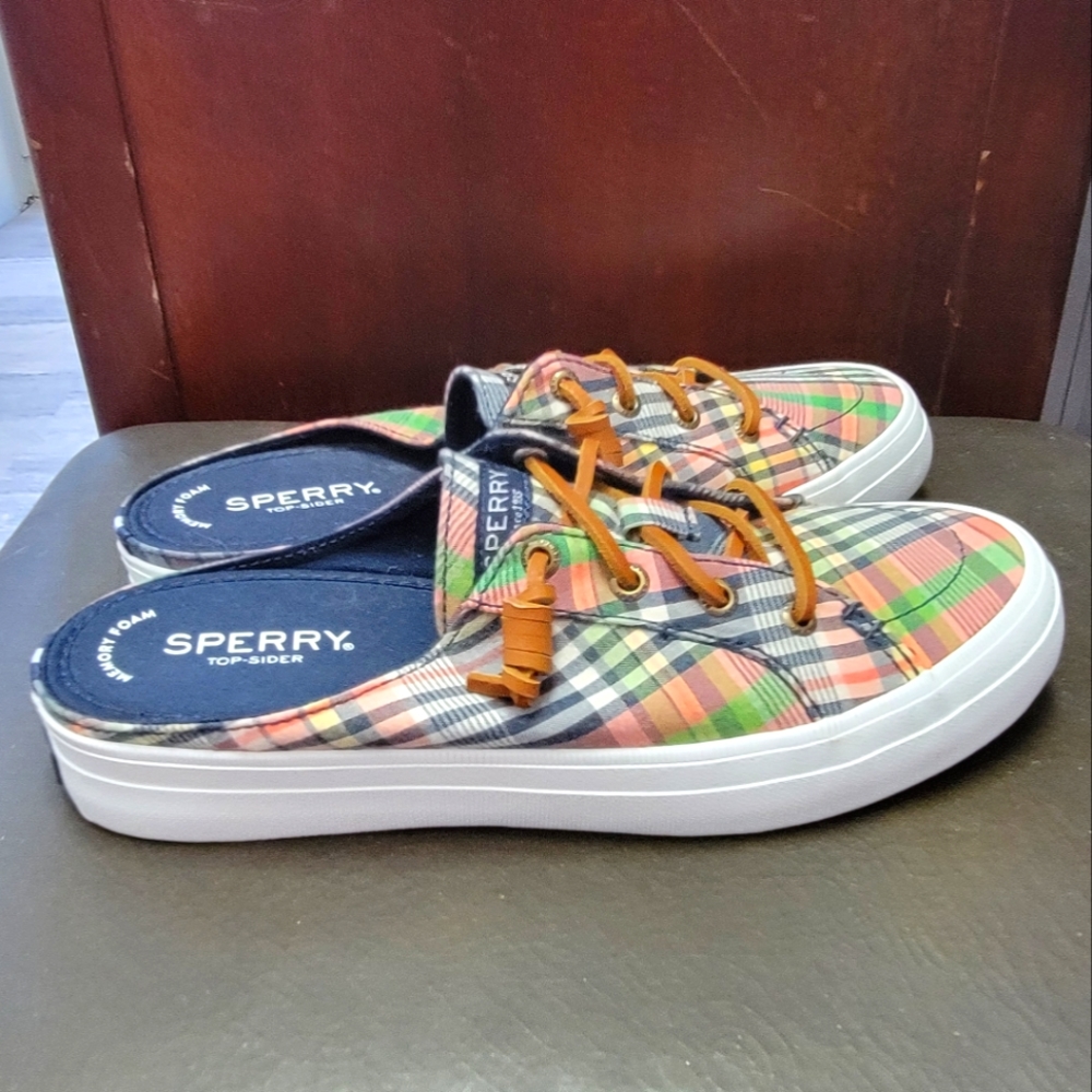 Sperry Crest Vibe Canvas Mules Plaid Women's Size 6 Brand New w/o tag~Never Worn
